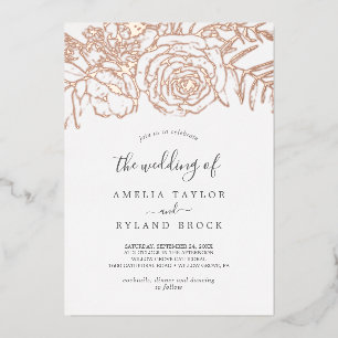 Vergoldet Floral Roségoldfolie Die Hochzeit Der Folieneinladung