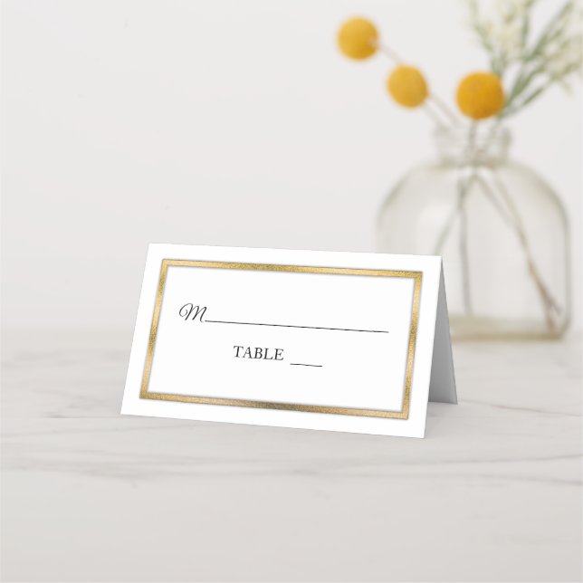 Vergoldet | White Simple Elegante Platzkarten (Vorderseite)