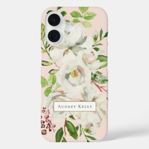 Vergoldete Blüten mit individuellem Monogramm Ro iPhone 16 Hülle