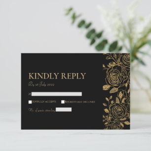 Vergoldete Blüten RSVP Karte