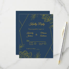 Vergoldete Eleganz Hochzeit RSVP Karte