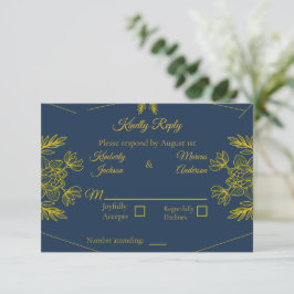 Vergoldete Eleganz Horizontale Hochzeit RSVP Karte