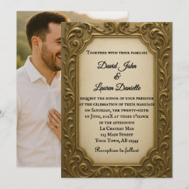 Vergoldete Foto-Hochzeitseinladung Einladung