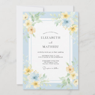 Vergoldete Himmel-Schmetterlings-Blumen-Hochzeit Einladung