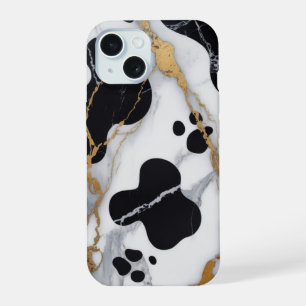 Vergoldete Marmor-Kuh iPhone 15 Hülle