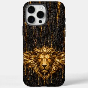 Vergoldete Rinden Flüssiges Gold Löwe iPhone 16 Pro Max Hülle