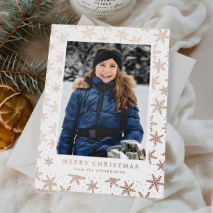 Vergoldete Schneeflocken Foto Rose Gold Folien Feiertagskarte