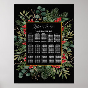 Vergoldete Sitzordnung für eine schwarze Weihnacht Poster