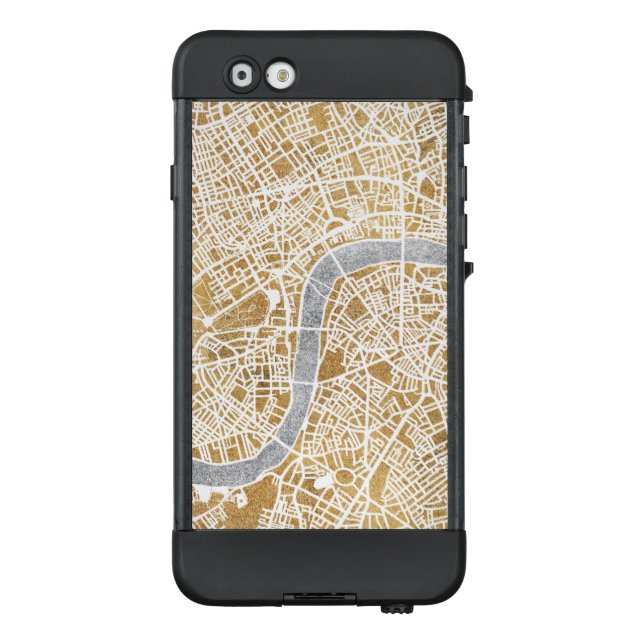 Vergoldete Stadt-Karte von London LifeProof iPhone Hülle (Rückseite)