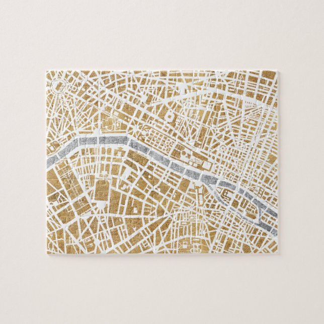 Vergoldete Stadt-Karte von Paris Puzzle (Horizontal)