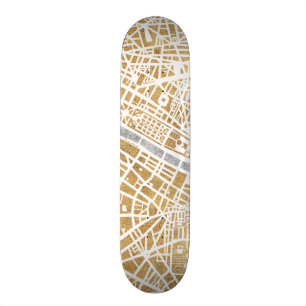Vergoldete Stadt-Karte von Paris Skateboard