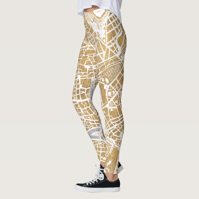 Vergoldete Stadt-Karte von Rom Leggings (Links)