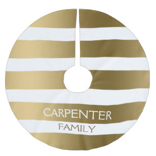 Vergoldete und weiße horizontale Streifen mit Mono Polyester Weihnachtsbaumdecke