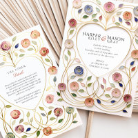 Vergoldeter Herzrahmen Floral Emaille Hochzeit