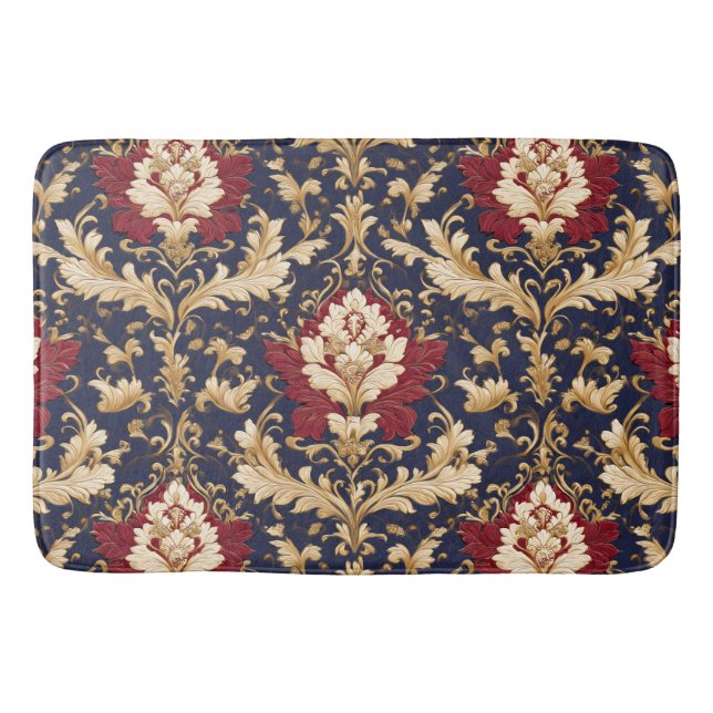 Vergoldeter Jugendstil-Blumendamast Badematte (Vorderseite)
