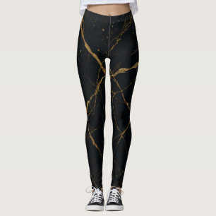 Vergoldeter Midnight Marmor Schwarz & Gold Leggings