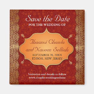 Vergoldeter Rand-indischer Rahmen Save the Date Magnet