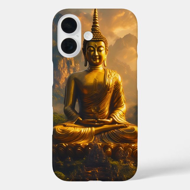 Vergoldeter sitzender Buddha unter einem Sonnenunt Case-Mate iPhone Hülle (Rückseite)
