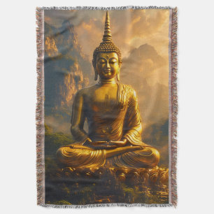 Vergoldeter sitzender Buddha unter einem Sonnenunt Decke