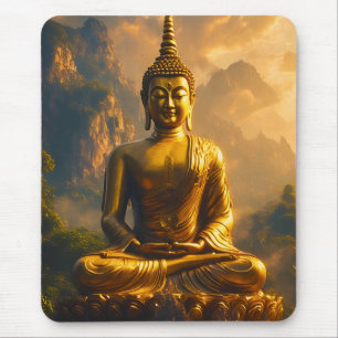 Vergoldeter sitzender Buddha unter einem Sonnenunt Mousepad