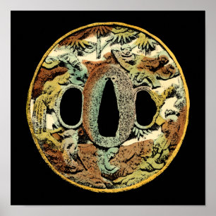 Vergoldetes asiatisches Medaillon durch Poster