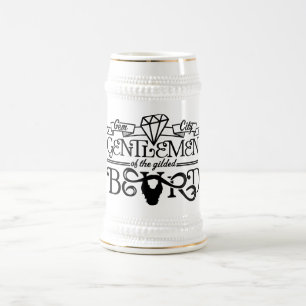Vergoldetes Bart-Schwarz-Logo - Stein Bierglas