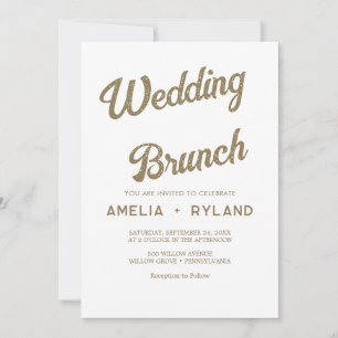 Vergoldetes Floral Creme & Gold Hochzeitsbrunch Einladung