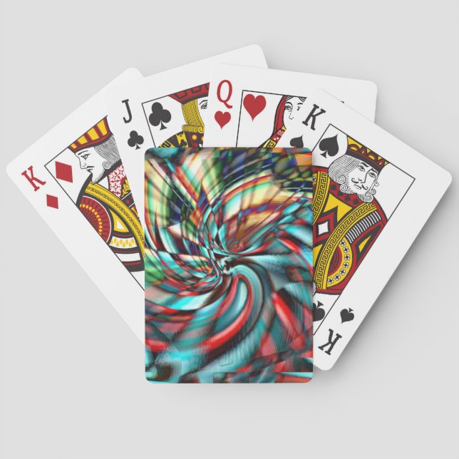 Vergrösserte Pixelspirale mit geballtem Glaston Spielkarten (Rückseite)