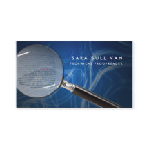 Vergrößerung der Visitenkarte für den Glasprofread