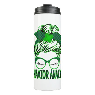 Verhaltensanalyst BCBA Messy Bun St Patrick's Day Thermosbecher