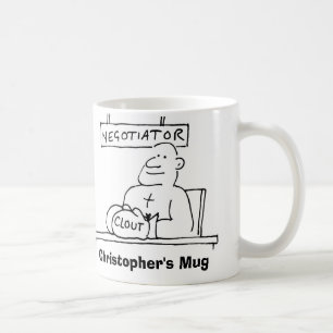 Verhandlungsführer hat Boxhandschuh mit Clout. Nam Kaffeetasse