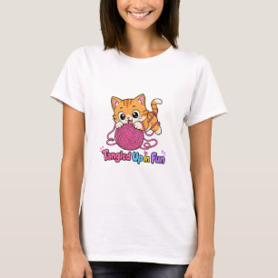 Verheddert in Spaß Süßes Kätzchen-Garnball-Design T-Shirt