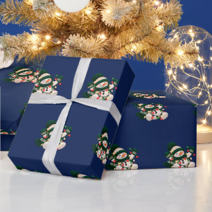 Verhedderte Weihnachtslichter Schneemann Geschenkp Geschenkpapier