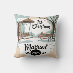 verheiratet 2025 Rustikale Winterlandschaft Kissen