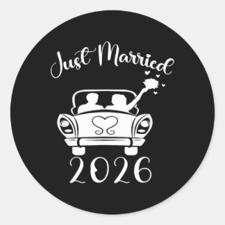 Verheiratet 2026 Hochzeitsringe passend für Paare Runder Aufkleber