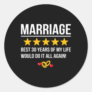 Verheiratet 30 Jahre Hochzeitstag Runder Aufkleber