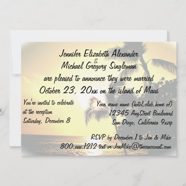 Verheiratet auf Maui Ankündigung mit Hochzeitsfeie (Vorderseite)