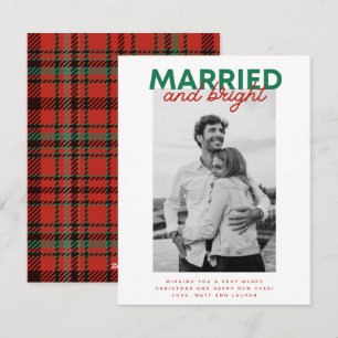 Verheiratet Bright Christmas Kariert Newlyy Foto Feiertagskarte