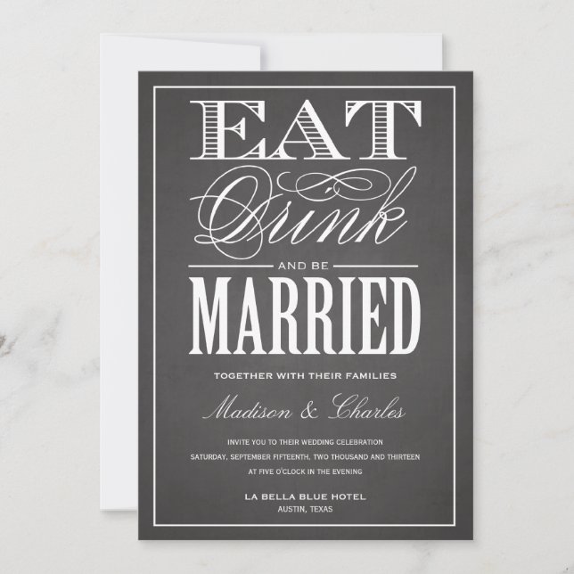 VERHEIRATET CHALKBOARD SEIN | EINLADUNG (Vorderseite)