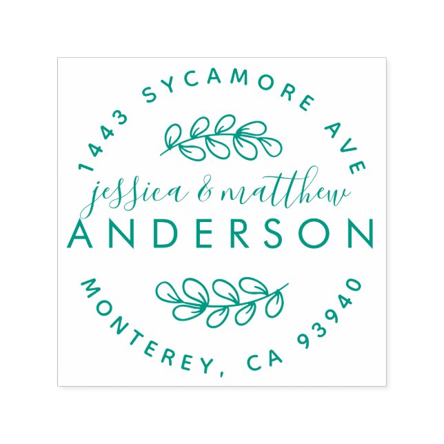 Verheiratet Couple Sweet Rustic Script Rücksendead Permastempel (Design)