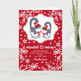 Verheiratet & fröhlich. Funny Kittens Weihnachtska Feiertagskarte
