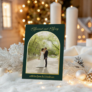Verheiratet & Fröhlich Goldener Bogen Weihnachten  Folien Feiertagskarte