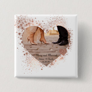 Verheiratet & Fröhlich Roségold Funkelnde Lichter Button