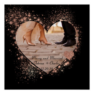 Verheiratet & Fröhlich Roségold Funkelnde Lichter Poster
