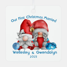 Verheiratet Gnomes Erste Weihnachten Ornament Aus Metall