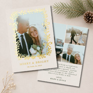 Verheiratet & Hell Elegante Schleifen Hochzeit 4 F Folien Feiertagskarte