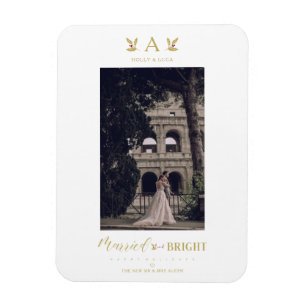 Verheiratet & hell Weihnachten Erstmaliges Newlywe Magnet