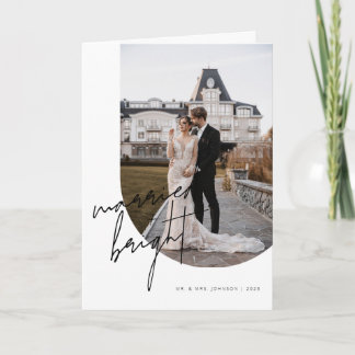 Verheiratet + Helle Schrift Kalligrafie Bogen Foto Feiertagskarte