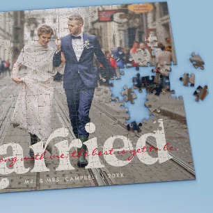 Verheiratet   Hochzeitsfoto von Neuvermählten Pers Puzzle