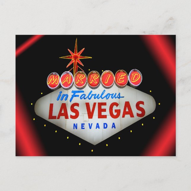 Verheiratet in der fabulous Las Vegas Hochzeitsank Ankündigungspostkarte (Vorderseite)